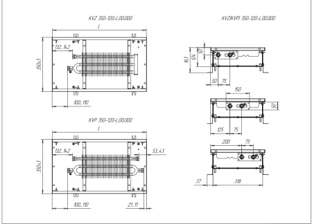 Внутрипольный конвектор Techno Usual KVZ 350-120-900 с естественной конвекцией