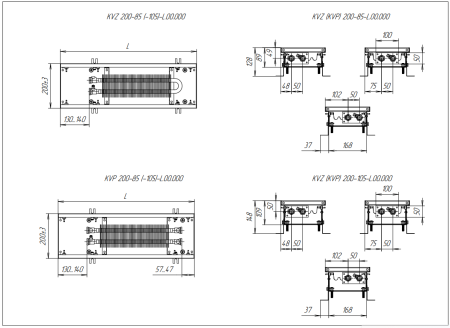 Внутрипольный конвектор Techno Usual KVZ 200-105-3500 с естественной конвекцией