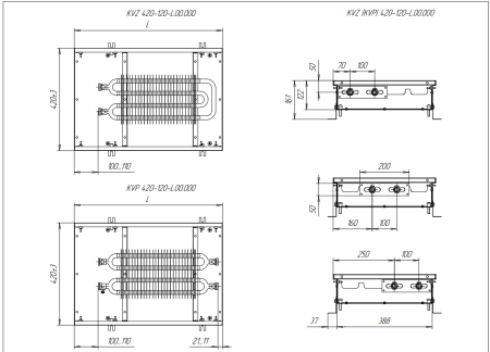 Внутрипольный конвектор Techno Usual KVZ 420-120-4000 с естественной конвекцией