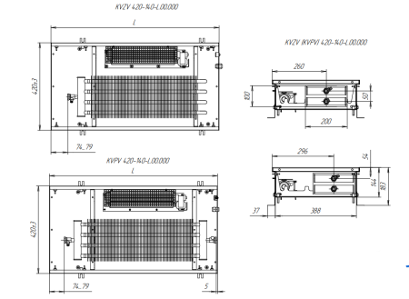 Внутрипольный конвектор Techno Vent KVZV 420-140-3200/24V с принудительной конвекцией