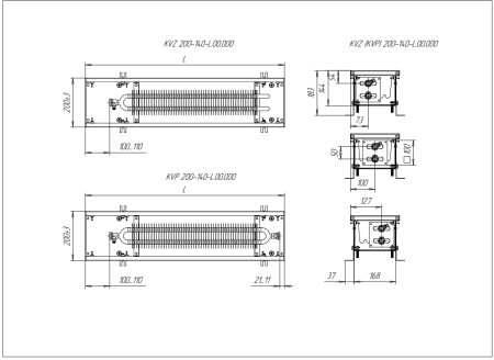 Внутрипольный конвектор Techno Usual KVZ 200-140-4200 с естественной конвекцией