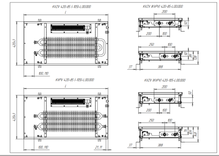 Внутрипольный конвектор Techno Vent KVZV 420-105-900/24V с принудительной конвекцией
