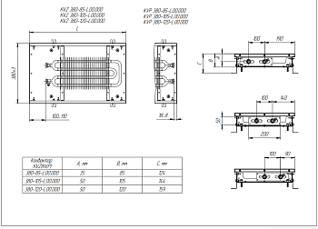 Внутрипольный конвектор Techno Usual KVZ 380-120-2800 с естественной конвекцией