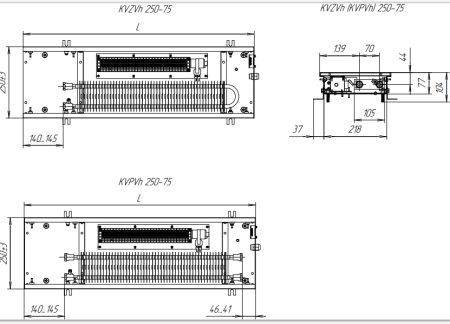Внутрипольный конвектор Techno Power Vent KVZVh 250-75-3900 с принудительной конвекцией