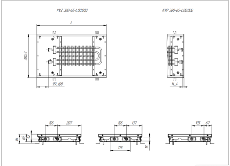 Внутрипольный конвектор Techno Usual KVZ 380-65-2200 с естественной конвекцией