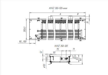 Внутрипольный конвектор Techno Air KVVZ 350-120-1100 с естественной конвекцией