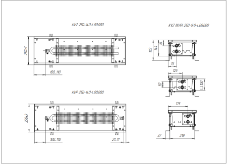 Внутрипольный конвектор Techno Usual KVZ 250-140-3500 с естественной конвекцией