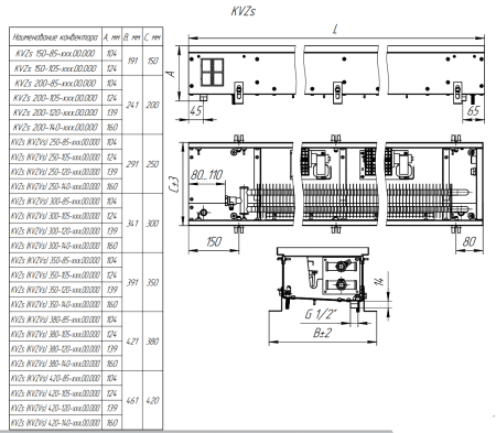 Внутрипольный конвектор Techno KVZVs WD 380-85-2000/24V для влажных помещений с принудительной конве