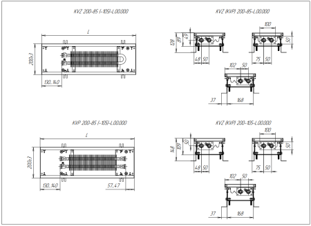Внутрипольный конвектор Techno Usual KVZ 200-85-4000 с естественной конвекцией
