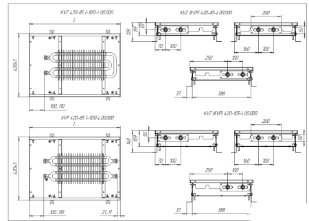 Внутрипольный конвектор Techno Usual KVZ 420-105-4000 с естественной конвекцией
