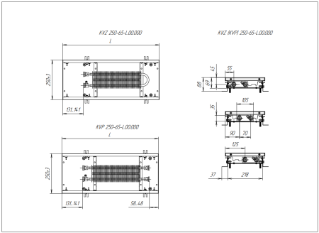 Внутрипольный конвектор Techno Usual KVZ 250-65-2500 с естественной конвекцией
