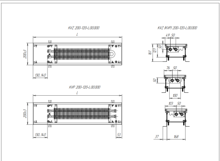 Внутрипольный конвектор Techno Usual KVZ 200-120-1200 с естественной конвекцией